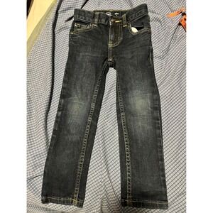 Wonder Nation Girls Slim Fit Jeans Size 4 Dark Wash Adjustable Waist Denim Pants